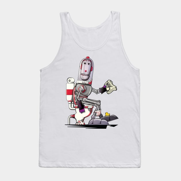 Robot on the Toilet Tank Top by InTheWashroom